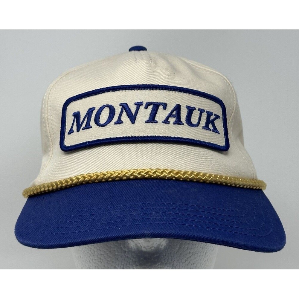 American Needle Montauk Roscoe Hat SnapBack White Blue Rope Adjustable OSFM
